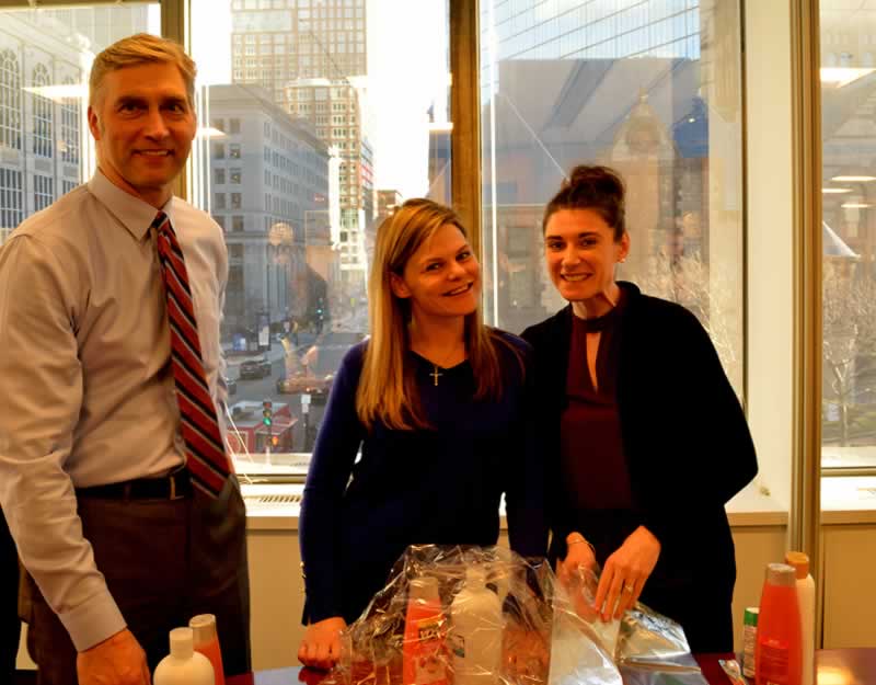 The Boston office, along with friends and clients, assembled 100 care packages for donation to a women’s shelter